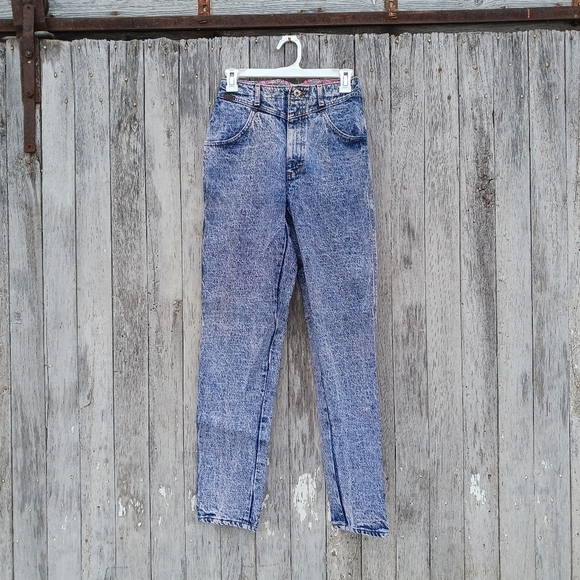 Vintage Lee 90s Stone Wash Jeans Women's Sz 26 High Rise Tapered Leg V Front - Picture 1 of 5